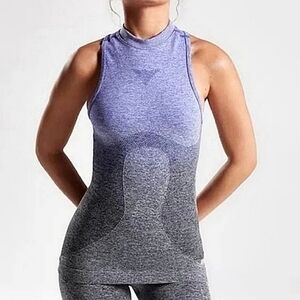 Gymshark Top Racerback Purple Ombre High Neck Seamless Stretch Bodycon sz S